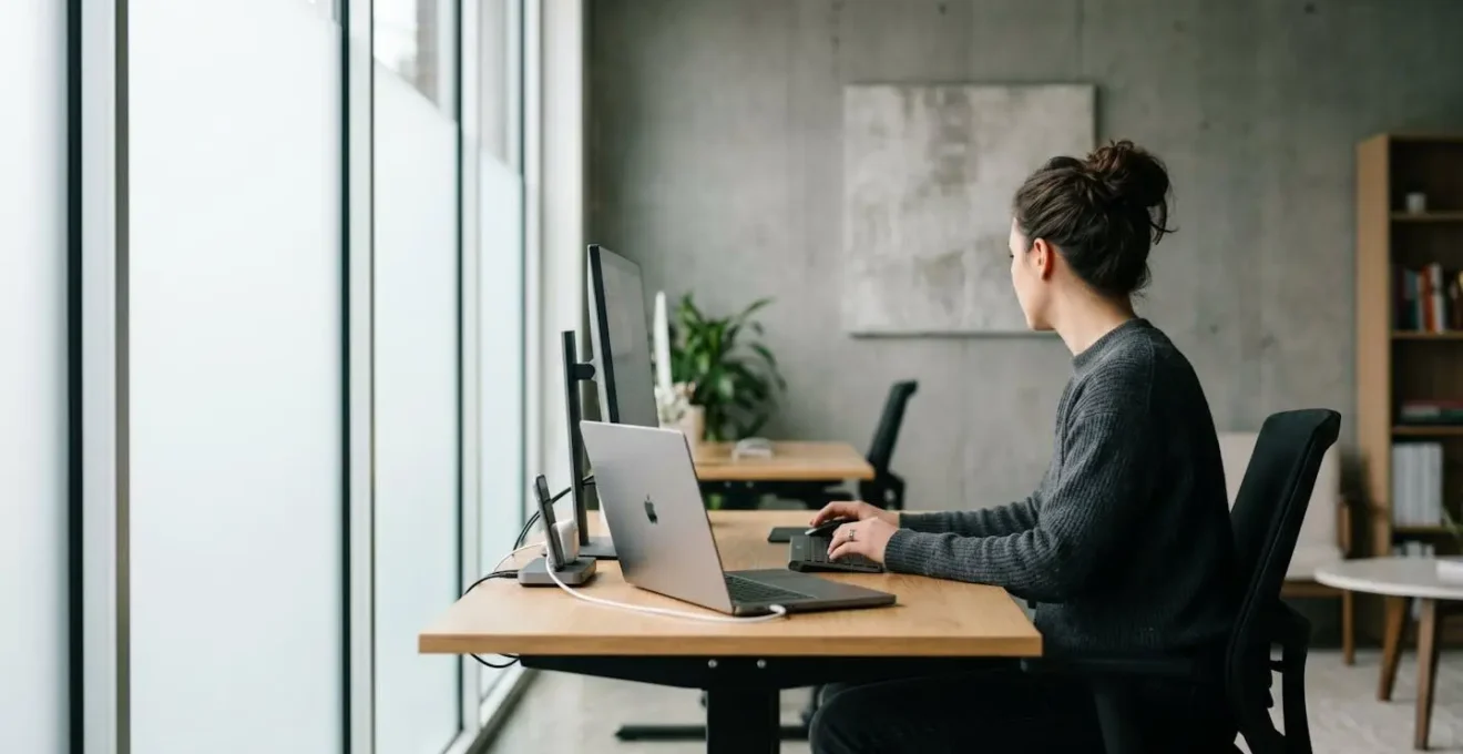 Environnement de travail moderne de PME avec équipement numérique intégré