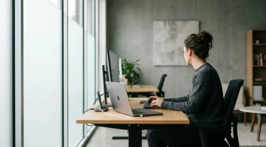 Environnement de travail moderne de PME avec équipement numérique intégré