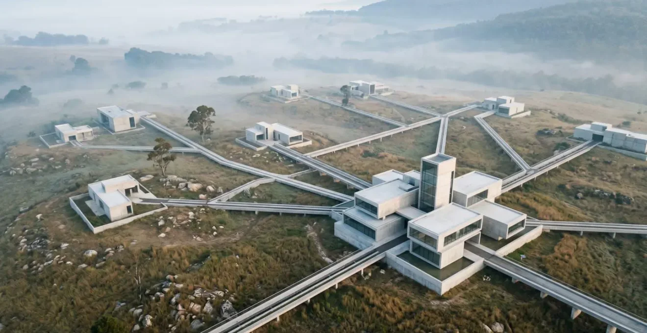Vue architecturale d'une organisation en réseau montrant la coordination entre une centrale et des antennes autonomes