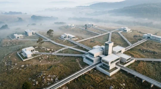 Vue architecturale d'une organisation en réseau montrant la coordination entre une centrale et des antennes autonomes