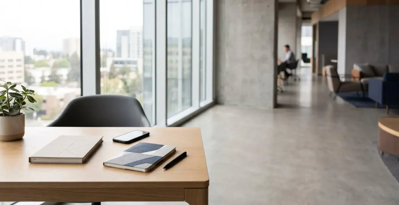 Professionnel consultant son agenda de rendez-vous commerciaux dans un environnement de bureau moderne