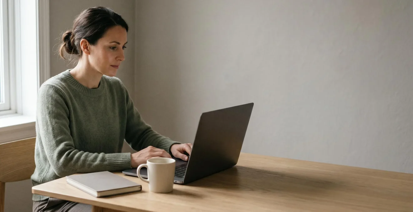 Professionnel travaillant sur une strategie de contenu LinkedIn avec focus et organisation