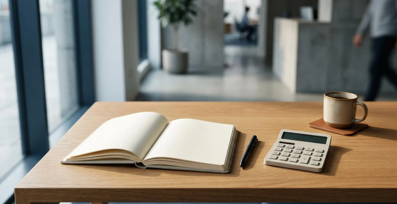 Espace de travail avec carnet de notes et indicateurs financiers pour le pilotage de trésorerie